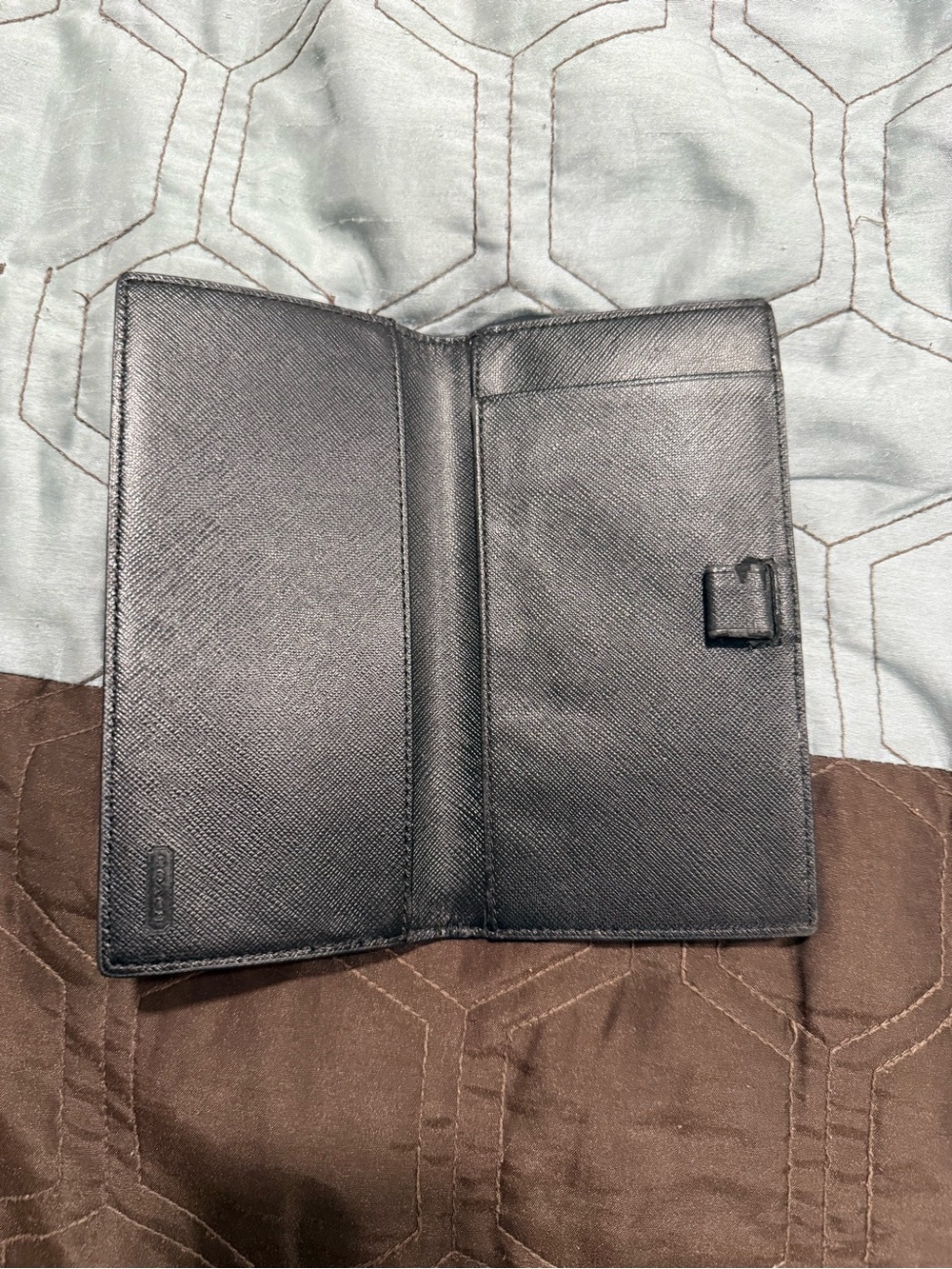 Coach Hampton Signature Checkbook Cover Brown Logo Canvas Leather Pen Holder - Picture 3 of 4